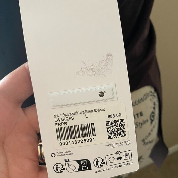 Lululemon Nulu Square Neck Long Sleeve Bodysuit Brown - Sz Large - Picture 8 of 15